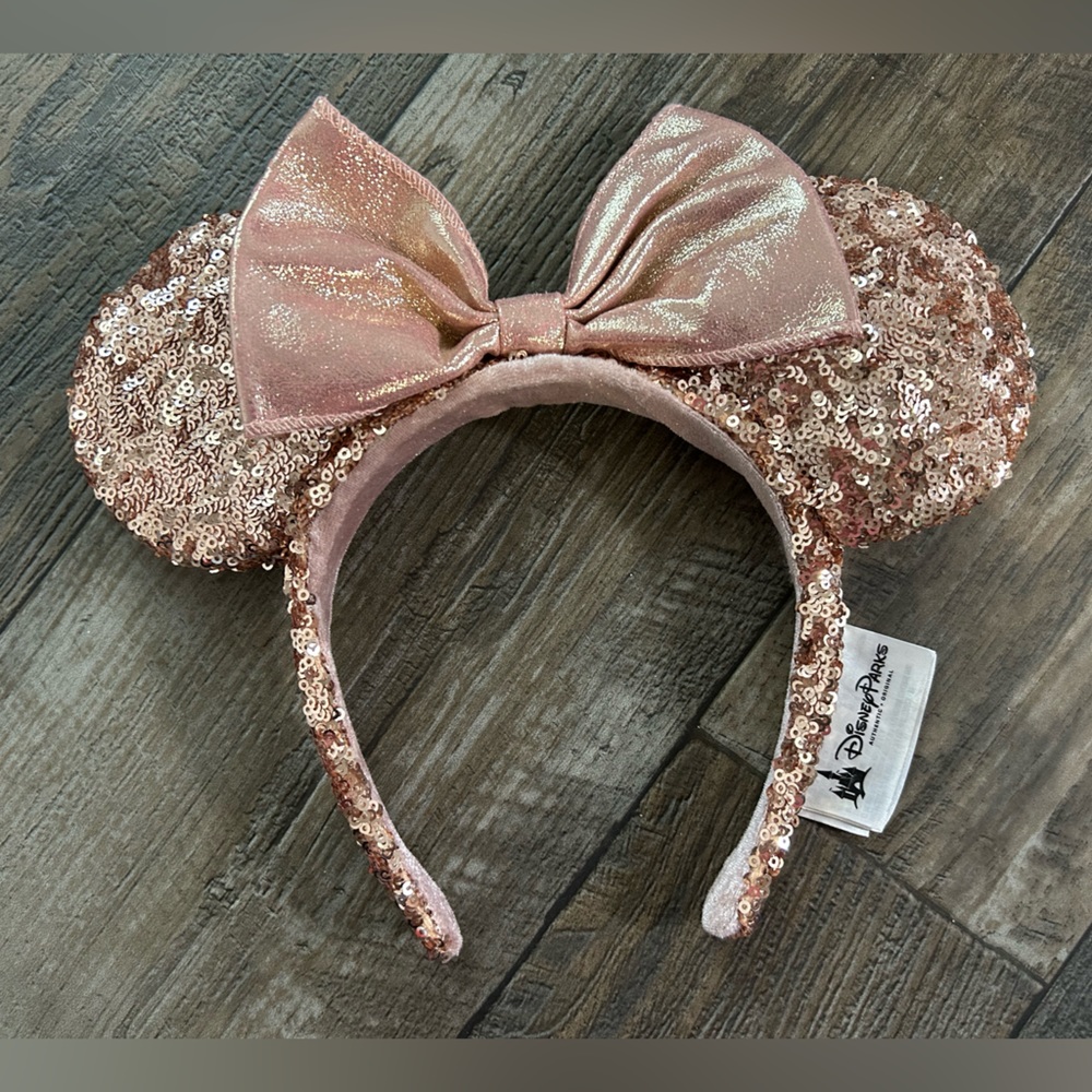 Minnie Mouse Rose Gold Sequin Ears Headband